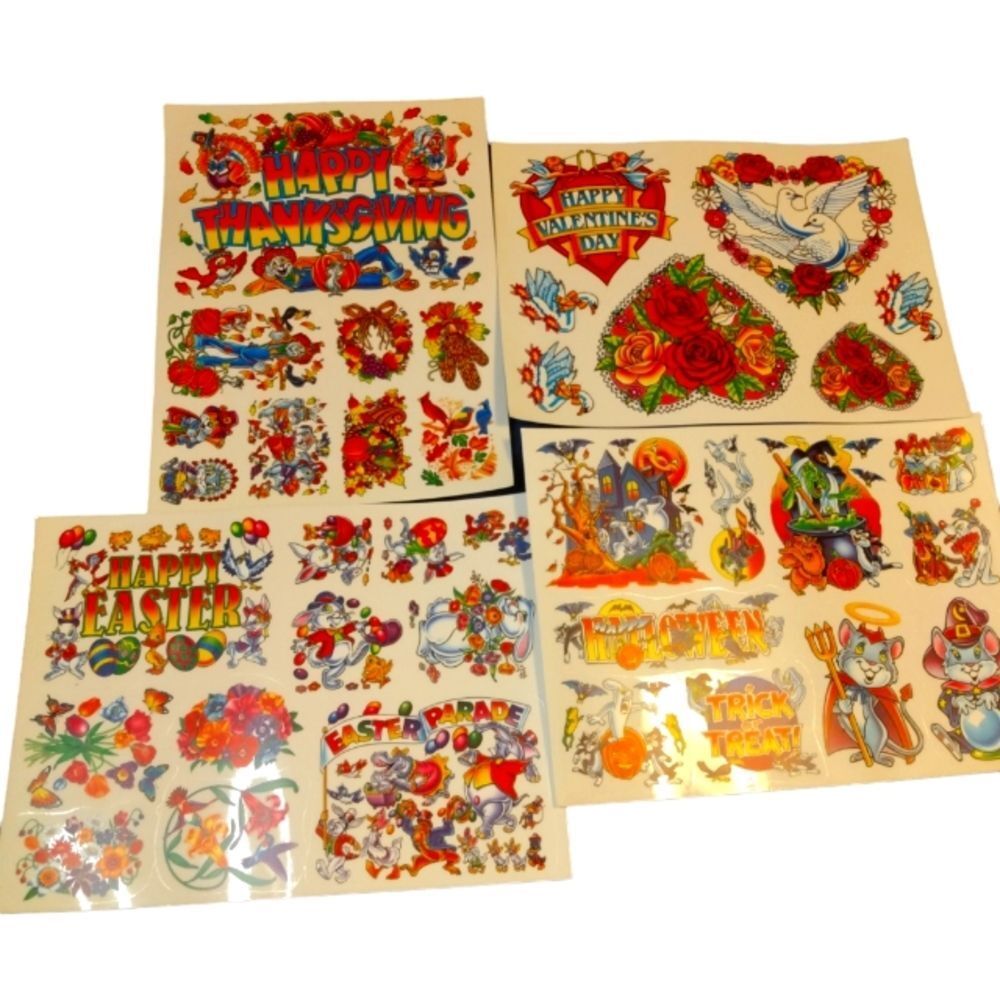 Vintage Window Clings Vinyl Decals Mixed‎ Themes 1980s